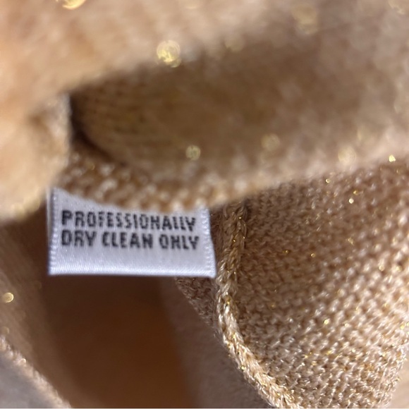 St. John Gold w Shimmer Knit Shirt Sleeve Sweater - Sz M EUC - Picture 4 of 6